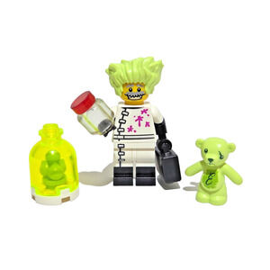 LEGO Crazy Inventor Minifigure MOC Lot w/ Specimen Jar & Creepy Teddy Bear